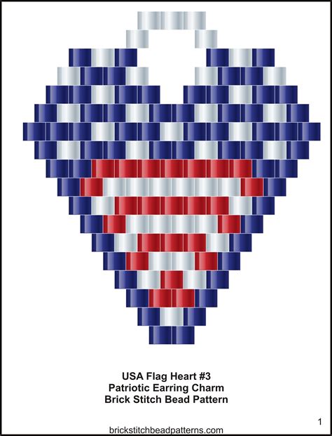 Brick Stitch Bead Patterns Journal Usa Flag Heart 3 Patriotic Brick