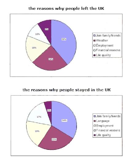 The Pie Charts Below Show Reasons Why People Left The Uk To Other