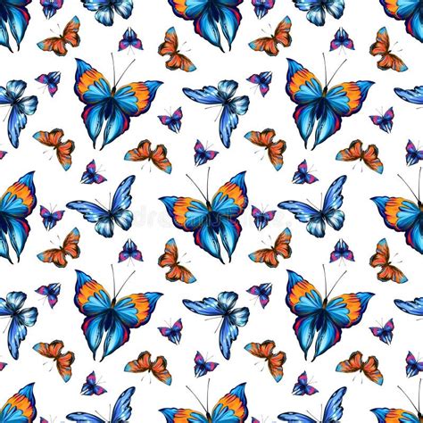 Beautiful Butterfly Seamless Pattern With White Background Tropical