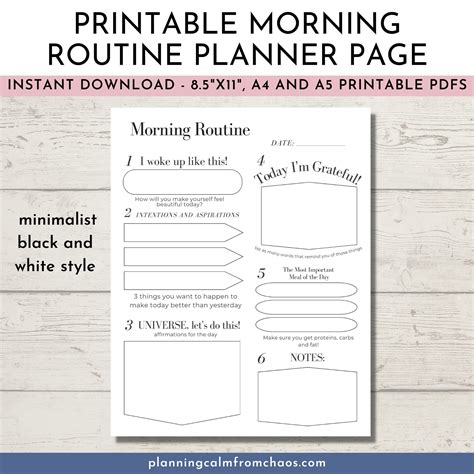 Printable Morning Routine Planner Page Planning Calm From Chaos
