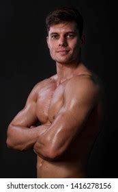 Muscular Bodybuilder Posing Naked Torso Against Stock Photo Shutterstock