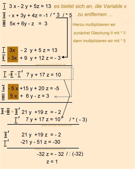Hier findet man erklärende texte und aufgaben mit lösungen zu gleichungssystemen im mathematikunterricht der mittelstufe. Lineare Gleichungssystem mit 3 Variablen- Übungsaufgaben ...
