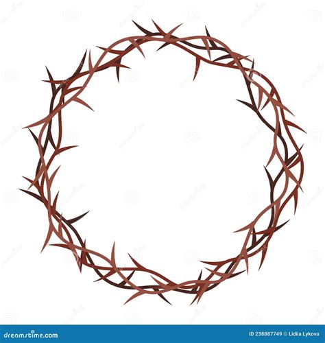 Crown Of Thorns Isolated On White Background Religious Symbols In Flat