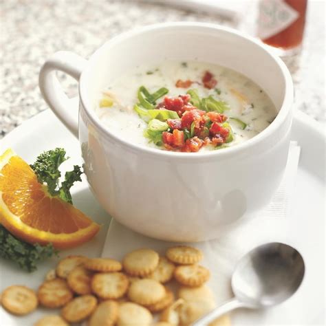 New england clam chowder is hearty, thick, creamy and loaded with tender clams, creamy potatoes and salty, smoky bacon in a rich flavor bursting broth! New England Clam Chowder Recipe - EatingWell