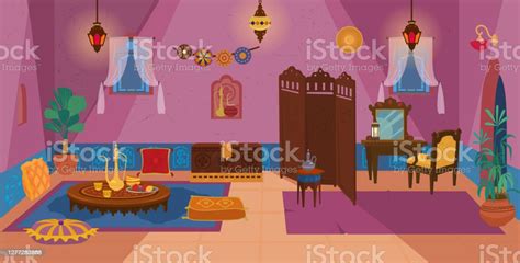 Traditional Middle Eastern Room Interior Stock Illustration Download