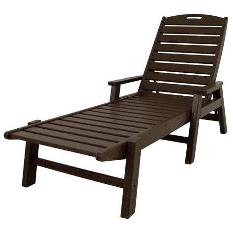 polywood nautical mahogany stackable patio chaise lounge