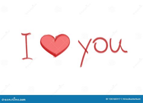 I Love You Lettering Text With Red Heart Stock Vector Illustration Of