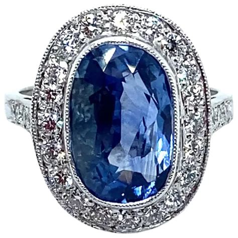 Platinum Sapphire And Diamond Ring Ruby Lane