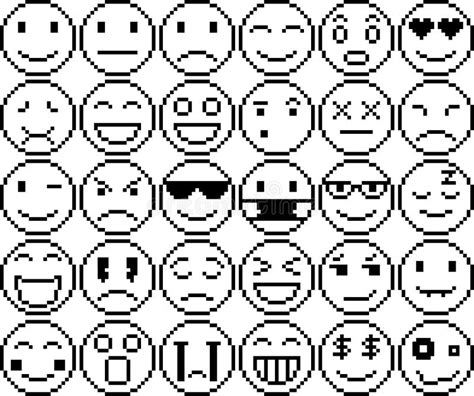 Set Of Different Emoticons Stock Vector Illustration Of Pixel 121481378