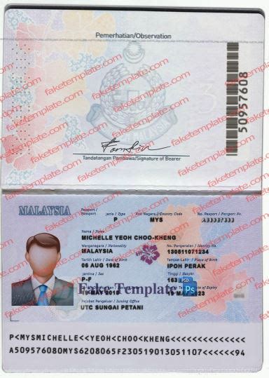 Develop your board of photo id with your printer, photo kiosk in any store, or via website development photo. Malaysia Passport Template Psd V2 - High quality - Fake ...