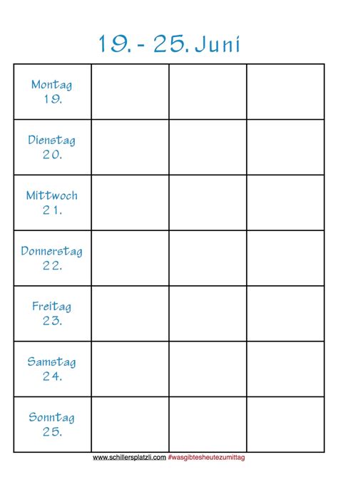 So geht mealplanning für familien! schiller's platzli: #wasgibtesheutezumittag Vorlage KW25