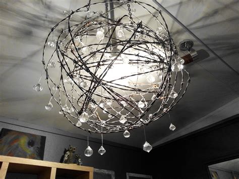 Beautiful Handmade Chandelier Made With Repurposed Barbed Wire