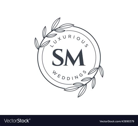 Sm Initials Letter Wedding Monogram Logos Vector Image