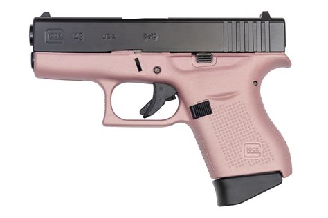 Glock 43 9mm Single Stack Pistol With Cerakote Pink Frame And Black