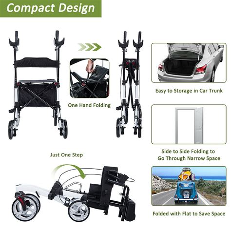 Premium Combo Standing Upright Rollator Walker With Seat And Brakes ⋆
