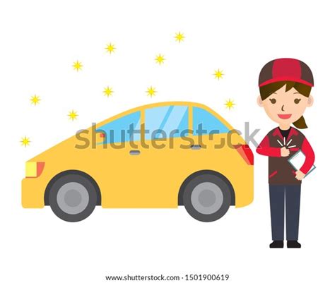 Illustration Passenger Car Woman Clean Car Stock Vector Royalty Free