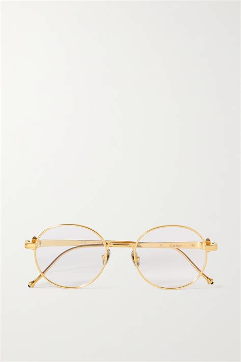 Gold Pasha De Cartier Round Frame Gold Tone Optical Glasses Cartier Eyewear Net A Porter