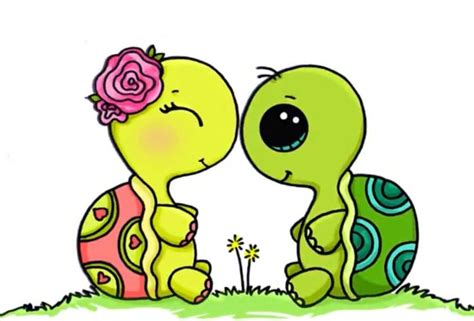 Draw So Cute Two Turtles In Love In 2021 Cute Drawings Cute Easy