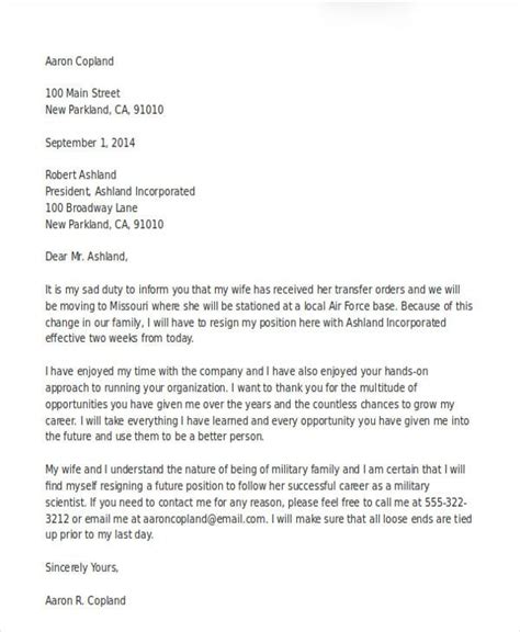 Letter Of Resignation For Relocation Trelet