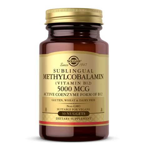 Older addults require 2.4 micrograms or mcg of vitamin b12 daily, notes the linus pauling institute. Methylcobalamin (Vitamin B12) 5000 mcg Nuggets - Solgar