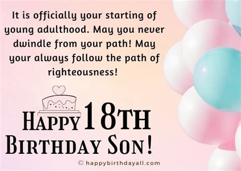 18th Birthday Wishes For Son Happy Birthday Son Turning 18