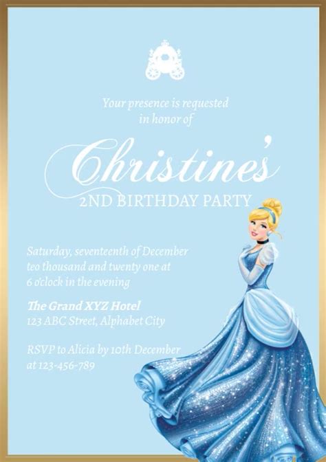 Cinderella Birthday Invitation Template Postermywall