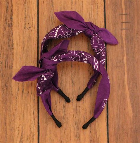 Purple Bandana Knot Tie Headband Etsy Purple Bandana Tie Headband