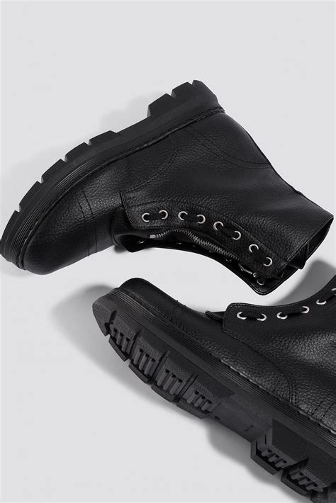 Free delivery above $299 cash on delivery 30 days free return cashback. NA-KD Synthetic Zipper Detail Combat Boots Black - Lyst