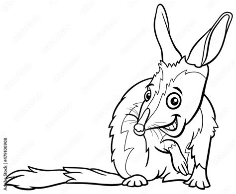 Cartoon Bilby Or Macrotis Animal Character Coloring Book Page Stock