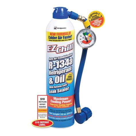 Ez Chill Auto Air Conditioning R 134a Refrigerant And Oil 18 Oz