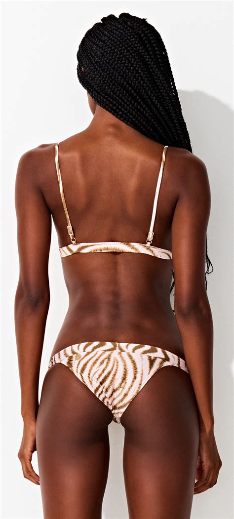 Luxurious Fixed Triangle Bikini With Tiger Print Fixed White Tiger