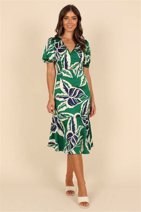 Michelle Cut Out Midi Dress Green Petal And Pup
