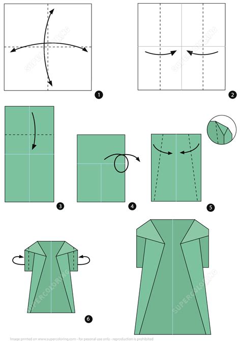 Origami Step By Step Instructions Of A Coat Free Printable Papercraft