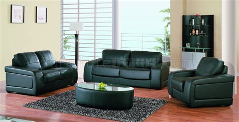 Black Leather Living Room Set With Optional Pull Out Bed
