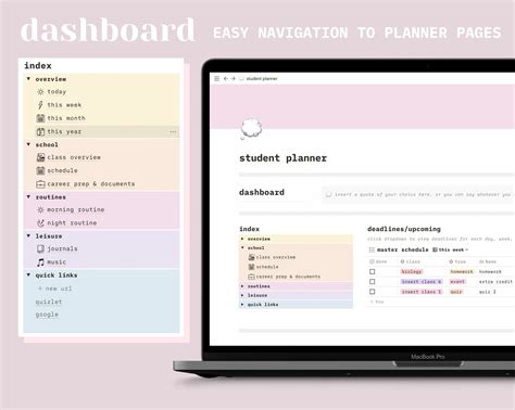 Student Notion Planner College Notion Template Assignment Etsy Canada