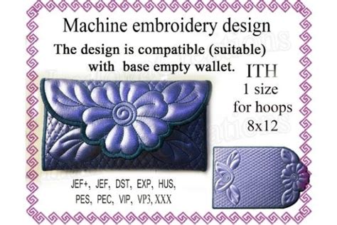 Wallet In The Hoop · Creative Fabrica Embroidery Designs Flower