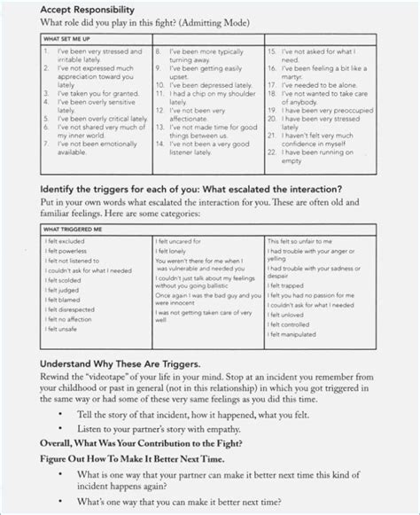 Printable Gottman Couples Therapy Worksheets