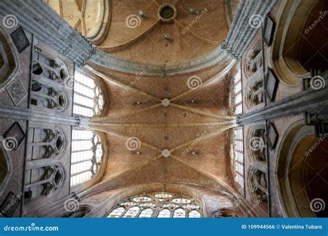Vaulted Ceiling And Stone Arches Of An Old Church Stock Photo Image