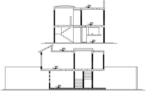 2d View Of House Section Dwg Autocad Software File Cadbull