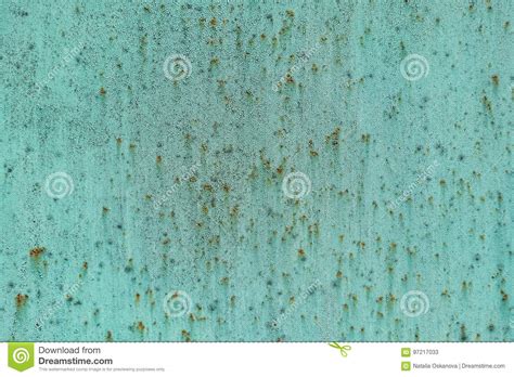 Green Cracked Painting On Rusty Metal Surface Stock Image Image Of