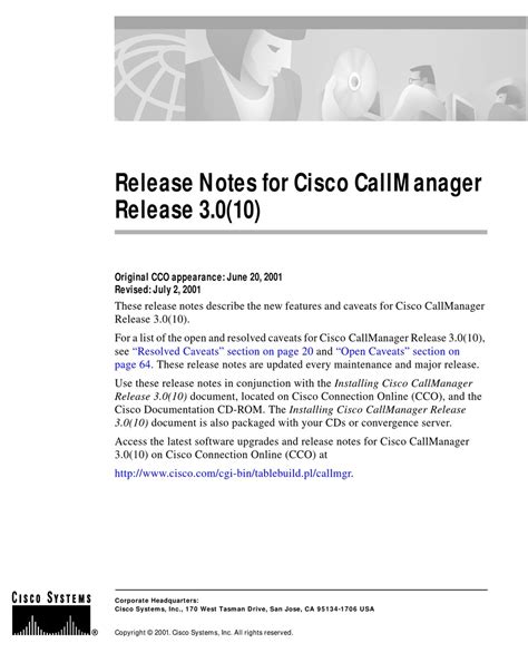 Cisco Callmanager Release 3010 Specification Pdf Download Manualslib
