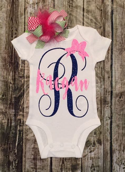 Personalized Monogram Bodysuit Sparkle Baby Girl Clothes Baby Girl
