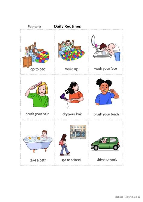 Daily Routines Vocabulary Flashcards English ESL Worksheets Pdf Doc