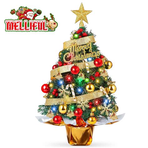 Melliful 24in Tabletop Christmas Tree Artificial Mini Xmas Pine Tree