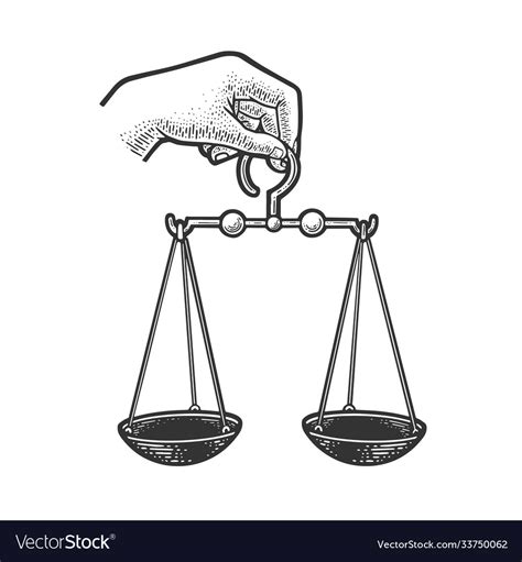 Themis Hand With Scales Justice Sketch Royalty Free Vector
