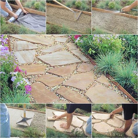 Start by digging out the area where you'd like to place your stone paver patio. Solve the Puzzle: DIY Flagstone Walkway Tutorial For ...