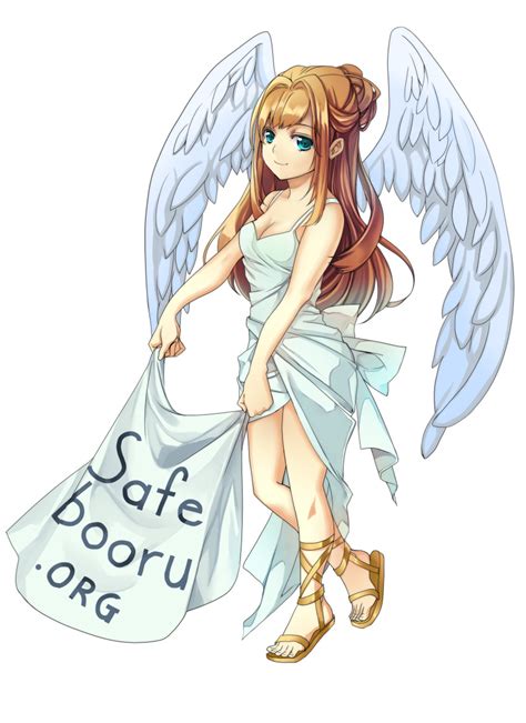 Safebooru 1girl Angel Angel Wings Aqua Eyes Bare Shoulders Blue Eyes