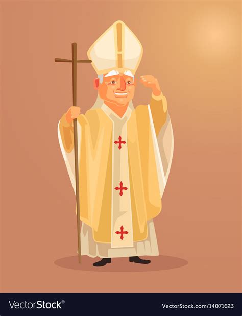 Happy Smiling Catholic Priest Mascot Character Vector Image
