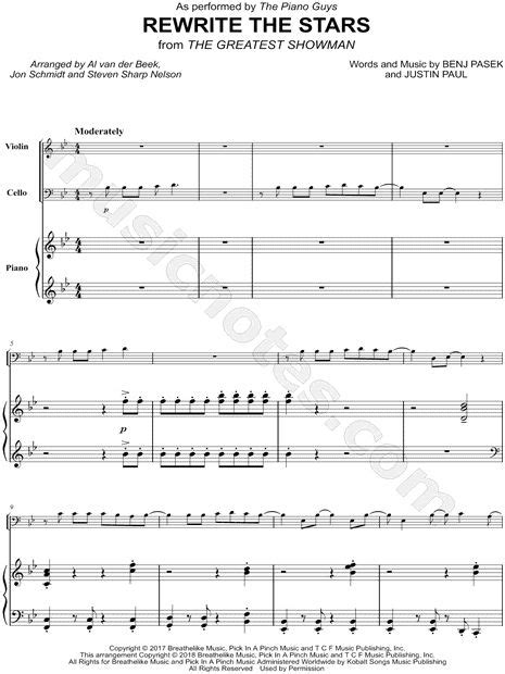 Print And Download Rewrite The Stars Violin Cello And Piano Sheet