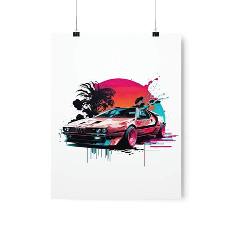 Bmw M1 Synthwave Poster Vertical Etsy